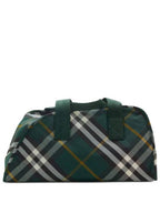 Burberry Shield Check Pattern Medium Duffel Bag Green