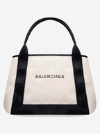 Balenciaga Cabas Logo Canvas Small Tote Bag Black