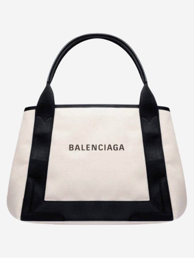 Balenciaga Cabas Logo Canvas Small Tote Bag Black
