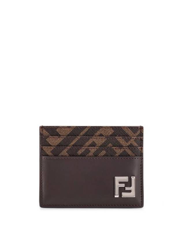 Fendi FF Square Leather Card Wallet Brown