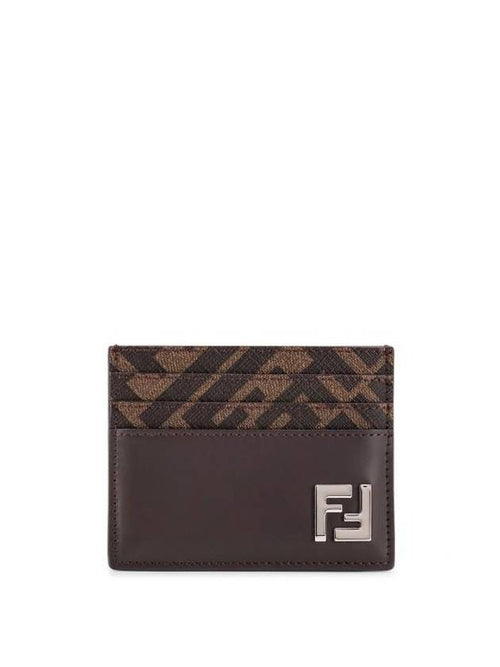 Fendi FF Square Leather Card Wallet Brown