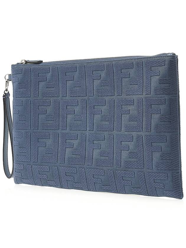 Fendi FF Logo Flat Large Clutch Bag Blue