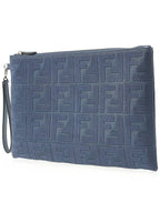 Fendi FF Logo Flat Large Clutch Bag Blue