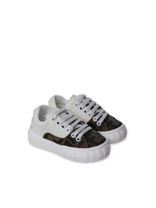 Fendi Kids Force Leather Low Top Sneakers White