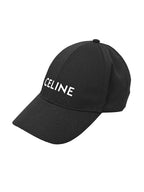CELINE Embroidered Logo Cotton Ball Cap Black