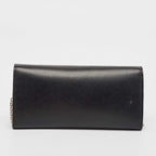 Fendi Black Leather Rainbow Stud Flap Wallet On Chain