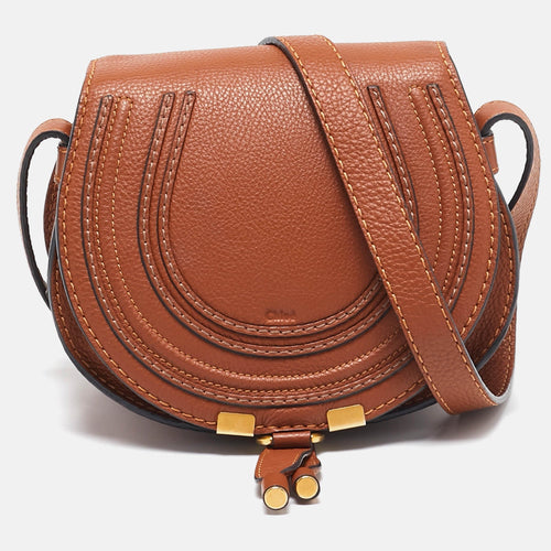 Chloe Brown Leather Mini Marcie Crossbody Bag