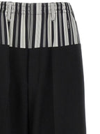 Fendi Wool Layered Wide Pants Black