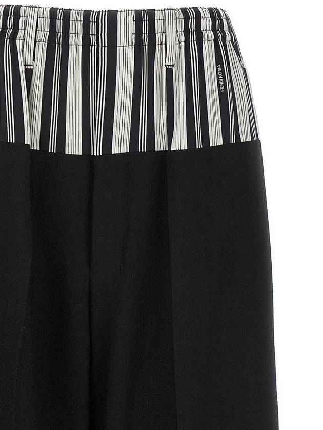 Fendi Wool Layered Wide Pants Black