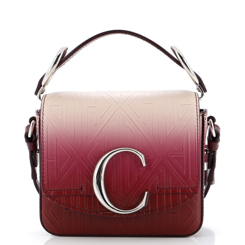 Chloe C Flap Bag Embossed Leather Mini