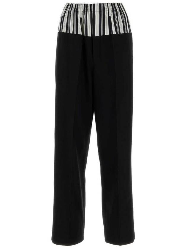 Fendi Wool Layered Wide Pants Black