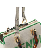 Fendi By The Way Small Canvas Tote Bag Green White