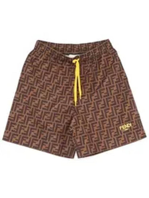 Fendi FF Logo All-Over Swim Shorts Brown