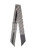 Oblique Mitzah Silk Twill Scarf Grey Dior