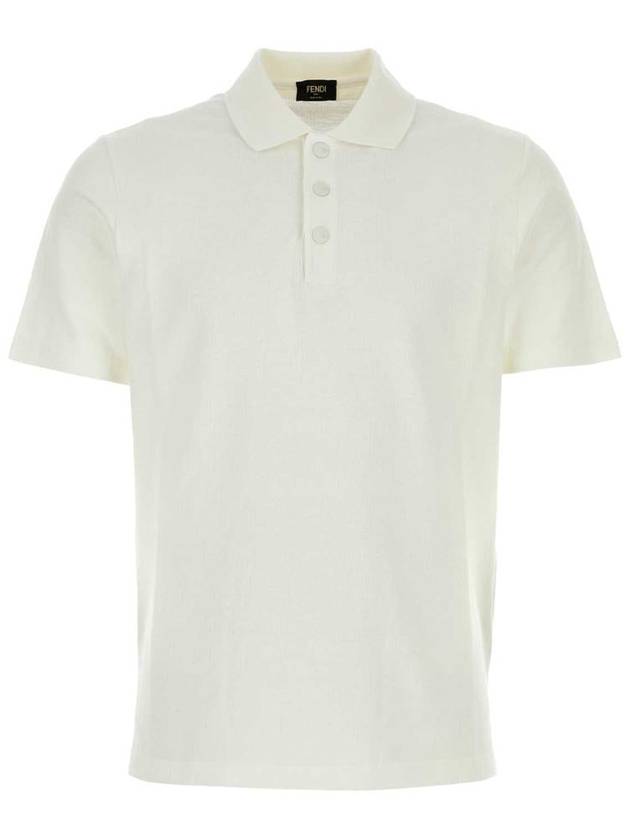 Fendi FF Pique Polo Shirt White