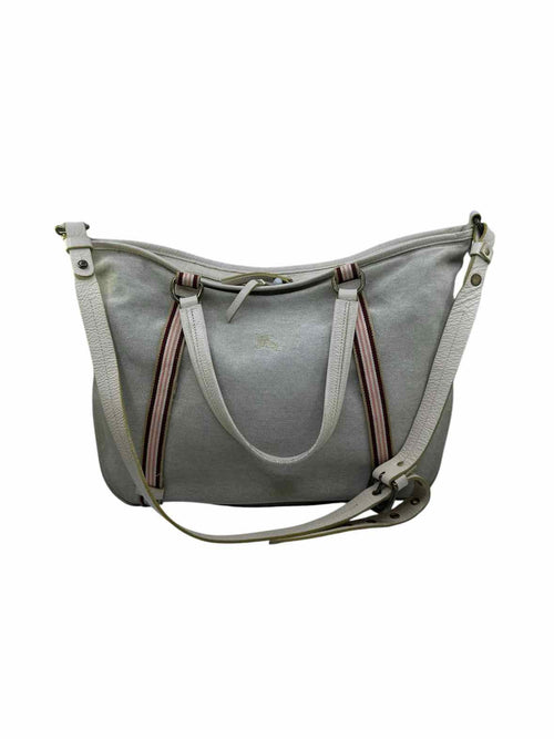BURBERRY Ivory Canvas Solid Handbag