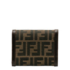 Fendi Zucca Double Folded Wallet Brown Canvas Leather