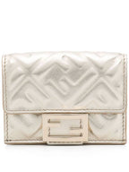 Fendi Baguette Micro Leather Card Wallet Gold
