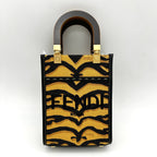 FENDI Canvas Vitello King Chinese New Year Tiger Embroidered Fendi Sunshine Shopper Tote Black Dark Yellow fe5885cc