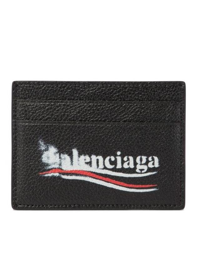 Balenciaga Logo Printing Leather Card Wallet Black