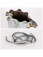 Fendi Mon Tresor FF Motif Leather Mini Bucket Bag Light Blue