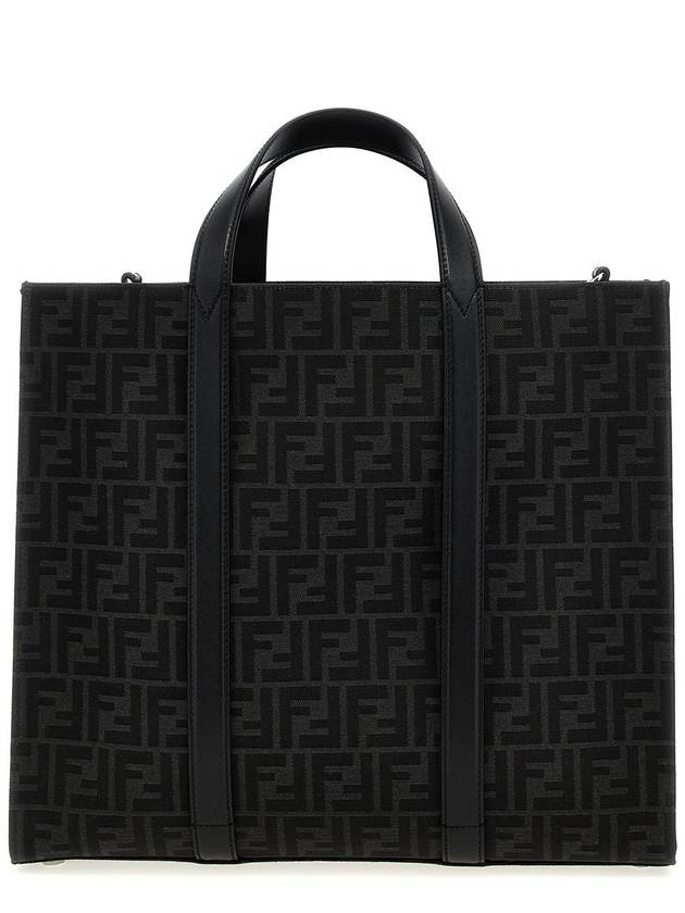 Fendi FF Jacquard Fabric Shopper Tote Bag Black