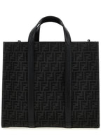 Fendi FF Jacquard Fabric Shopper Tote Bag Black
