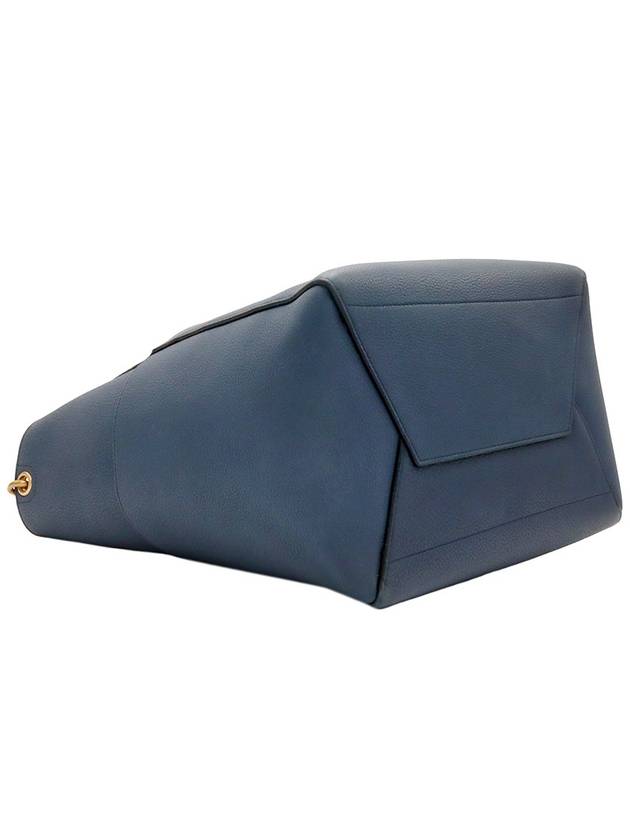 CELINE Deep blue calfskin single medium bucket shoulder bag 189593AH4