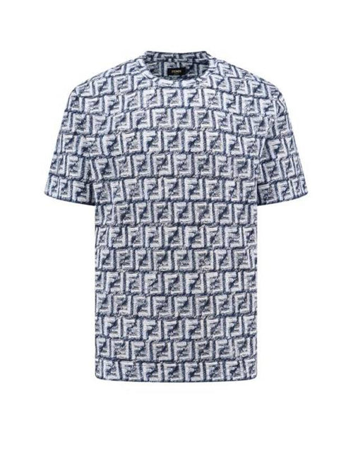Fendi FF Cotton Short Sleeve T-Shirt Blue