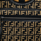 Fendi Black/natural Ff Raffia And Leather Large Runaway Shopper Tote
