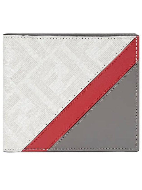 Fendi FF Logo Fabric Half Wallet Grey