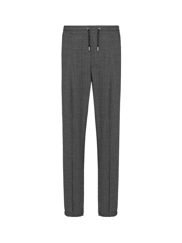 Micro Houndstooth Wool Track Pants Grey Dior