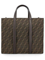 Fendi FF Jacquard Fabric Shopper Tote Bag Brown