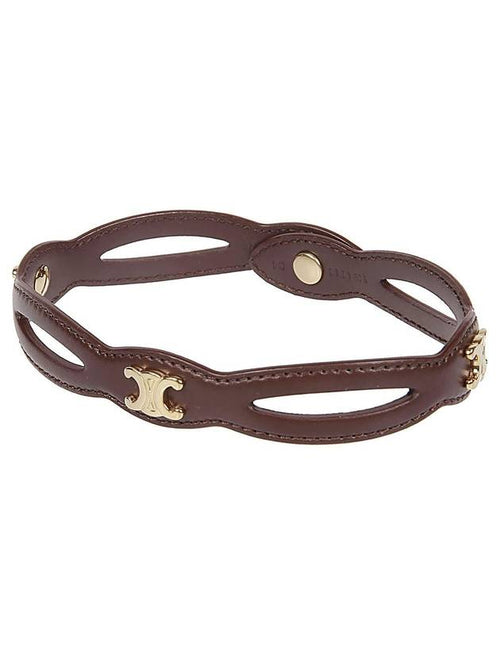 CELINE Trimophe Logo Choker Necklace Brown