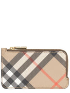 Burberry Check Corner Zipper Card Wallet Sand