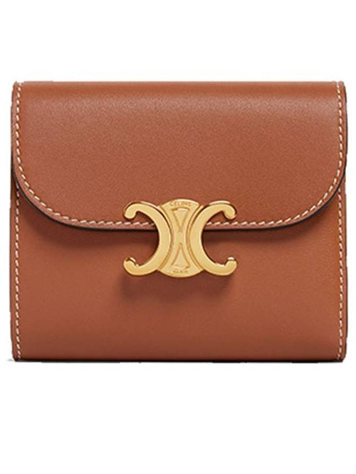 CELINE Triomphe Small Half Wallet Tan