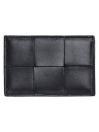 Bottega Veneta Intrecciato Lambskin Calfskin Card Wallet Black