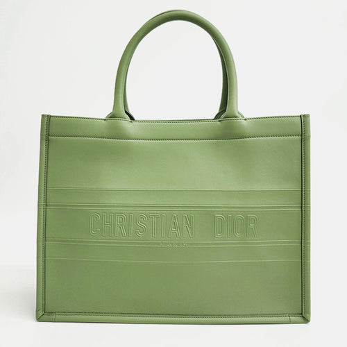 Dior Christian Green Leather Medium Book Tote Bag