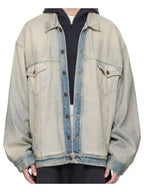 Balenciaga Oversized Washed Denim Jacket Blue
