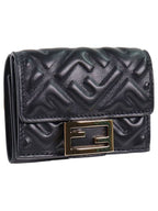 Fendi FF Baguette Flap Card Half Wallet Black