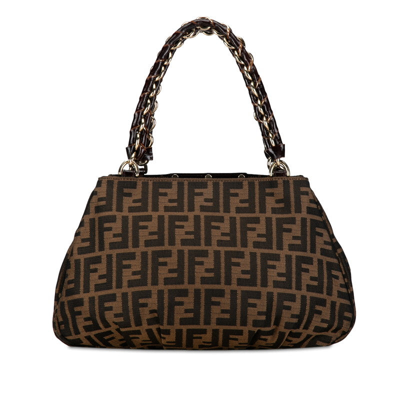 Fendi Zucca Miyakeen Handbag 8BR615 Brown Canvas Leather  Fendi