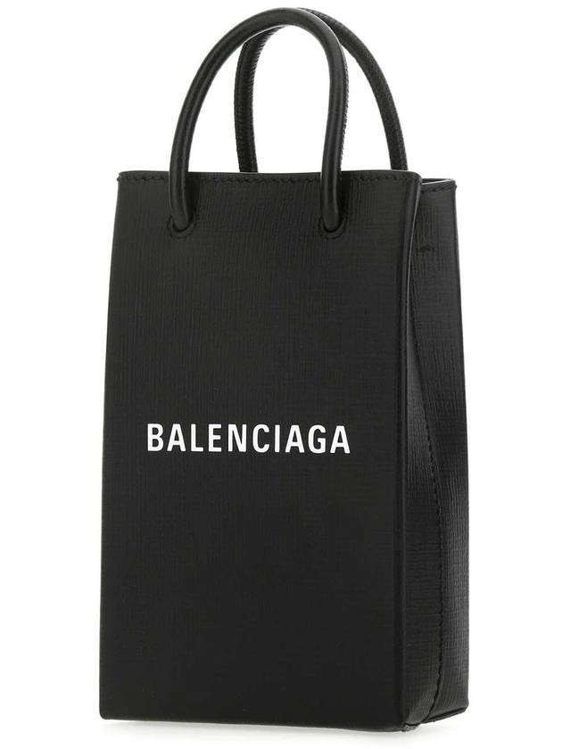 Balenciaga Logo Print Phone Holder Small Cross Bag Black