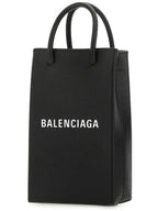 Balenciaga Logo Print Phone Holder Small Cross Bag Black