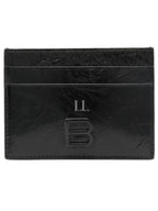 Balenciaga B Logo Leather Card Wallet Black