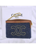 CELINE Triomphe Denim Pouch Bag Blue