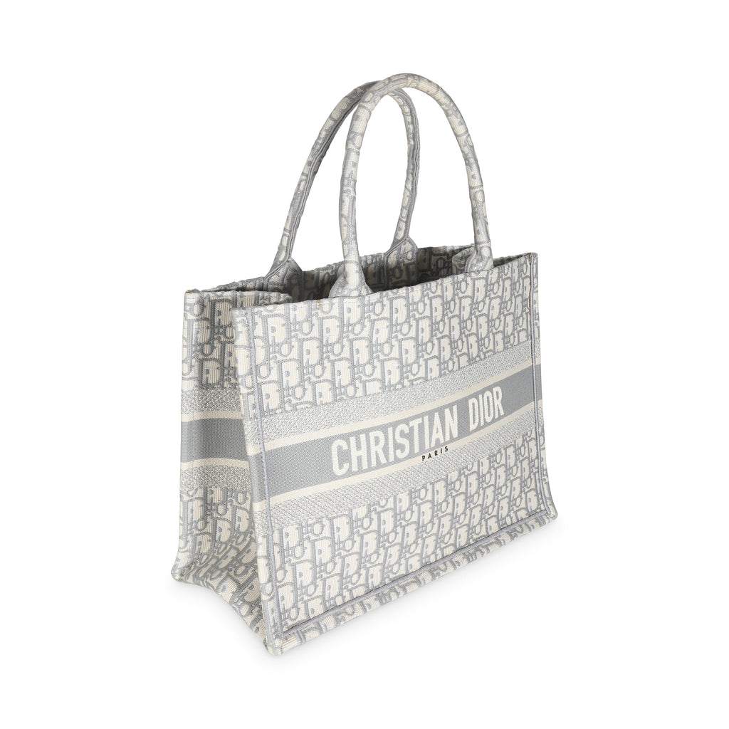 Christian Dior Grey Ecru Oblique Canvas Medium Book Tote