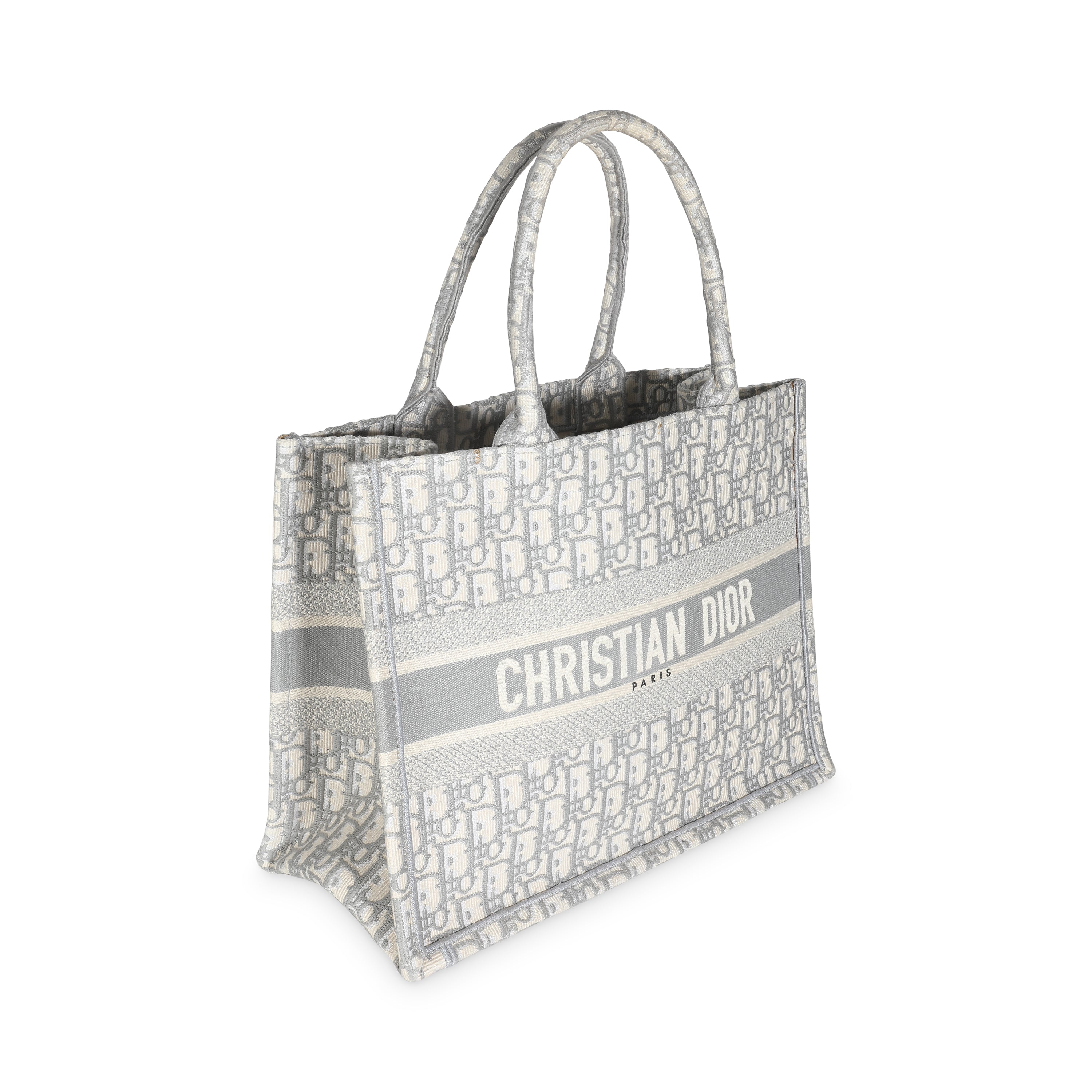 Christian Dior Grey Ecru Oblique Canvas Medium Book Tote