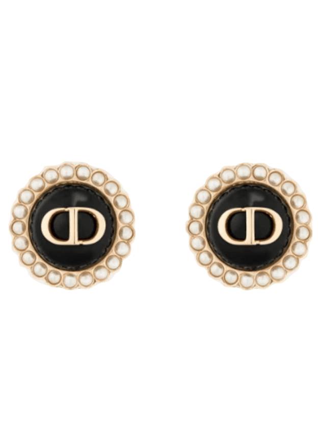 Petit CD Baroque Stud Earrings Gold Black Dior