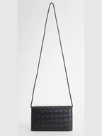Bottega Veneta Intrecciato Strap Long Wallet Black