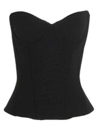 Balenciaga Ribbed Strapless Bustier Top Black